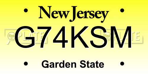 G74KSM New Jersey License Plate