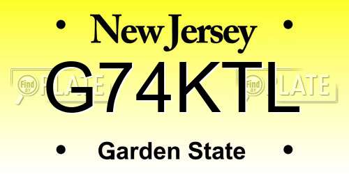G74KTL New Jersey License Plate