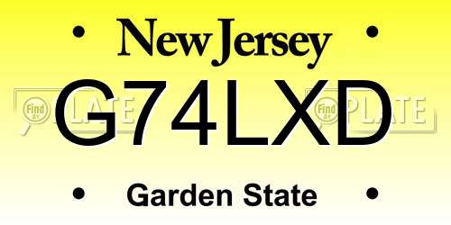 G74LXD New Jersey License Plate
