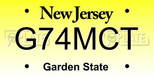 G74MCT New Jersey License Plate