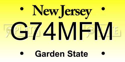 G74MFM New Jersey License Plate