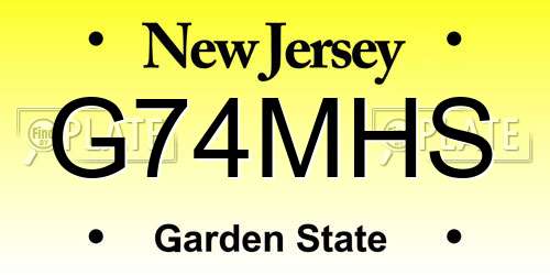 G74MHS New Jersey License Plate