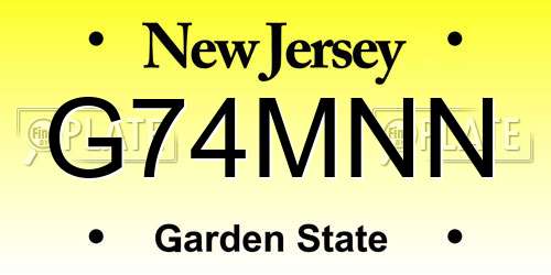 G74MNN New Jersey License Plate