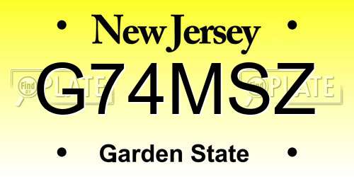 G74MSZ New Jersey License Plate