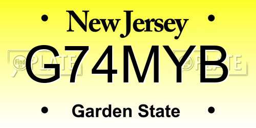 G74MYB New Jersey License Plate