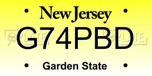 G74PBD New Jersey License Plate