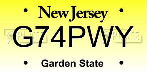 G74PWY New Jersey License Plate