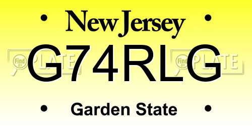 G74RLG New Jersey License Plate
