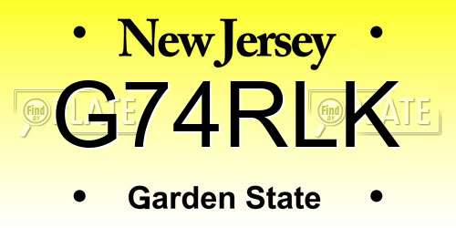 G74RLK New Jersey License Plate
