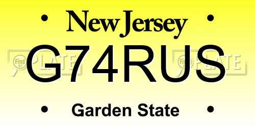 G74RUS New Jersey License Plate