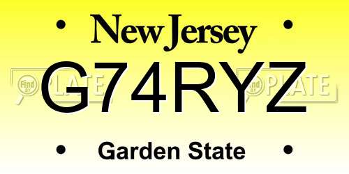 G74RYZ New Jersey License Plate