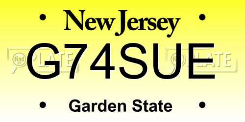 G74SUE New Jersey License Plate