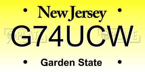 G74UCW New Jersey License Plate