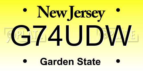 G74UDW New Jersey License Plate