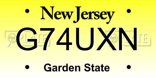 G74UXN New Jersey License Plate