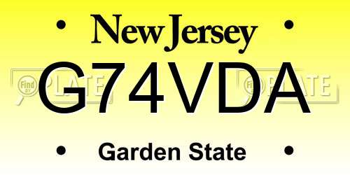 G74VDA New Jersey License Plate