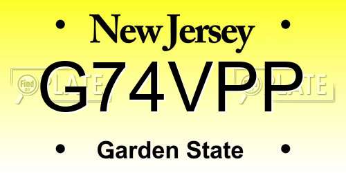 G74VPP New Jersey License Plate