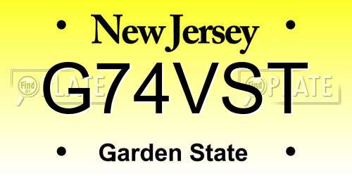 G74VST New Jersey License Plate