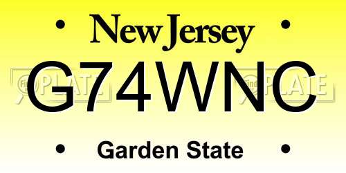 G74WNC New Jersey License Plate