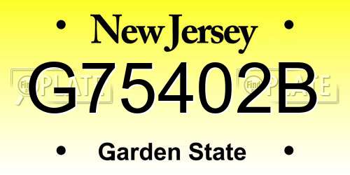G75402B New Jersey License Plate