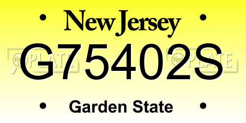 G75402S New Jersey License Plate