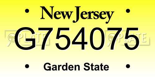 G754075 New Jersey License Plate