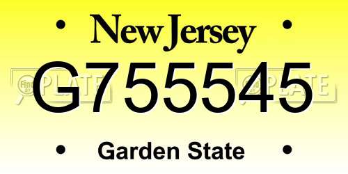 G755545 New Jersey License Plate