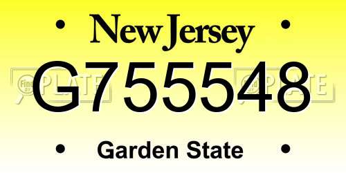 G755548 New Jersey License Plate