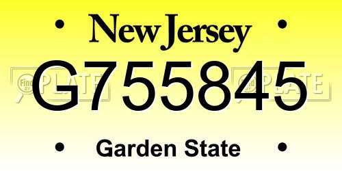 G755845 New Jersey License Plate
