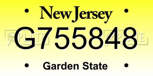G755848 New Jersey License Plate