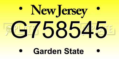 G758545 New Jersey License Plate