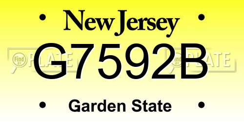 G7592B New Jersey License Plate