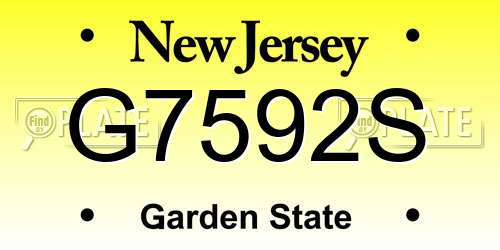 G7592S New Jersey License Plate
