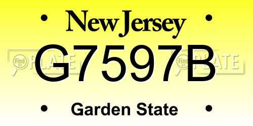 G7597B New Jersey License Plate