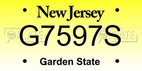G7597S New Jersey License Plate