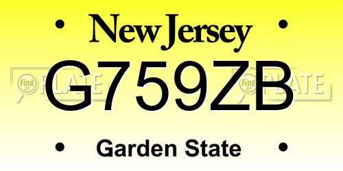 G759ZB New Jersey License Plate