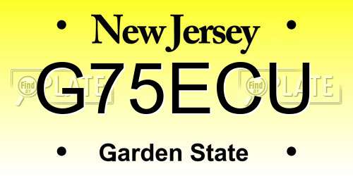 G75ECU New Jersey License Plate