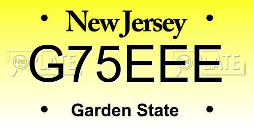 G75EEE New Jersey License Plate