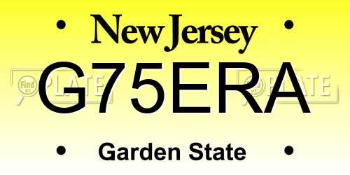 G75ERA New Jersey License Plate