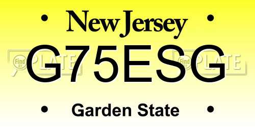 G75ESG New Jersey License Plate