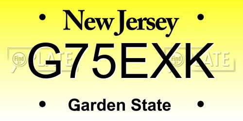G75EXK New Jersey License Plate