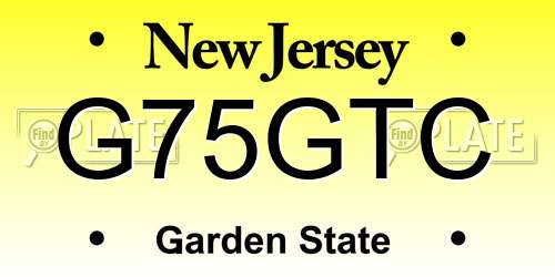 G75GTC New Jersey License Plate