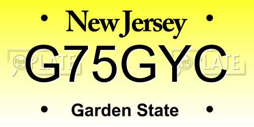 G75GYC New Jersey License Plate