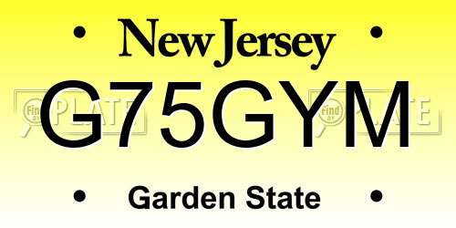G75GYM New Jersey License Plate