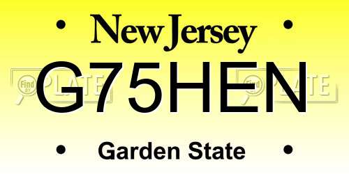 G75HEN New Jersey License Plate