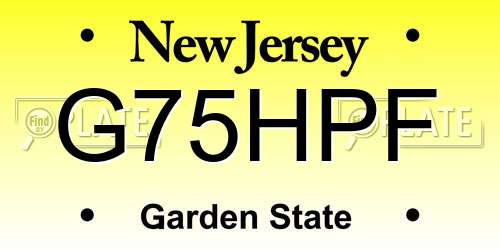 G75HPF New Jersey License Plate