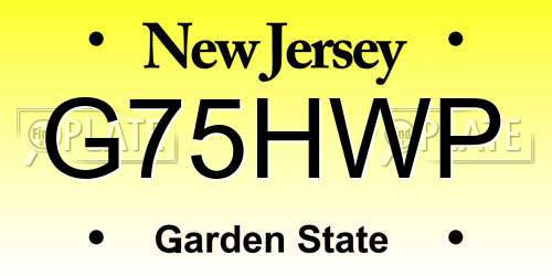 G75HWP New Jersey License Plate