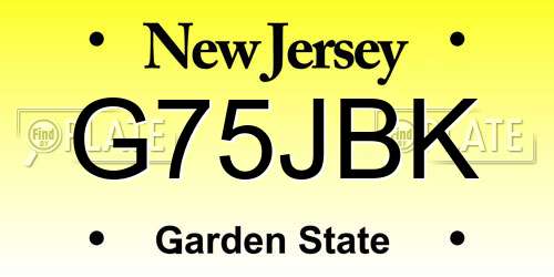 G75JBK New Jersey License Plate