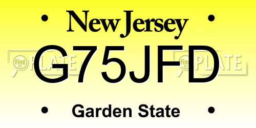 G75JFD New Jersey License Plate