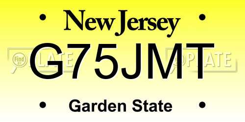 G75JMT New Jersey License Plate